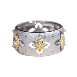 Silver Plated Gold Ring with Zircon Hollowed Out Elegant Women's Ring