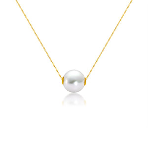 18K Gold Round Pearl Necklace Clavicle Chain