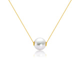 18K Gold Round Pearl Necklace Clavicle Chain