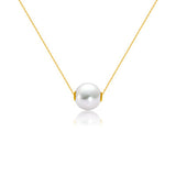 18K Gold Round Pearl Necklace Clavicle Chain