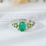 Elegant Niche Design S925 Silver Natural Emerald Ring