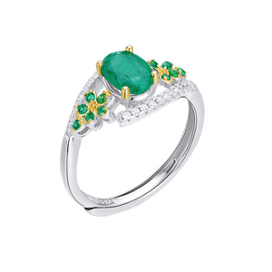 Elegant Niche Design S925 Silver Natural Emerald Ring