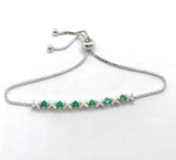 Elegant Egg-shaped S925 Silver Cultivation Emerald Bracelet