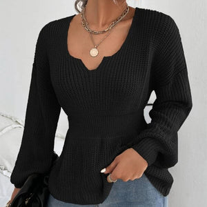 Fashion Ruffles Fitted Waist Sweater Women