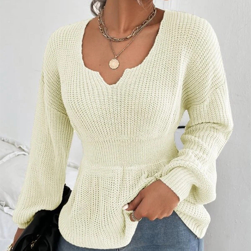 Fashion Ruffles Fitted Waist Sweater Women