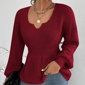 Fashion Ruffles Fitted Waist Sweater Women