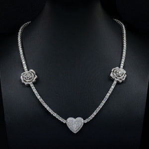 925 Silver Set Moissani Hip-hop Personalized Rose Necklace