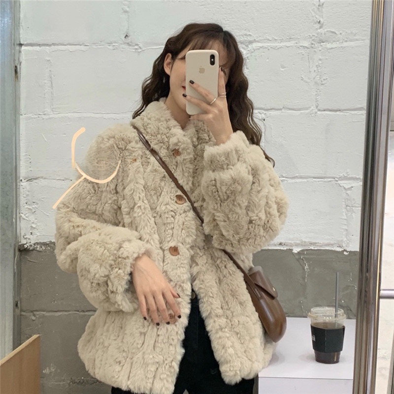 Faux Lamb Fur Coat Slimming Top