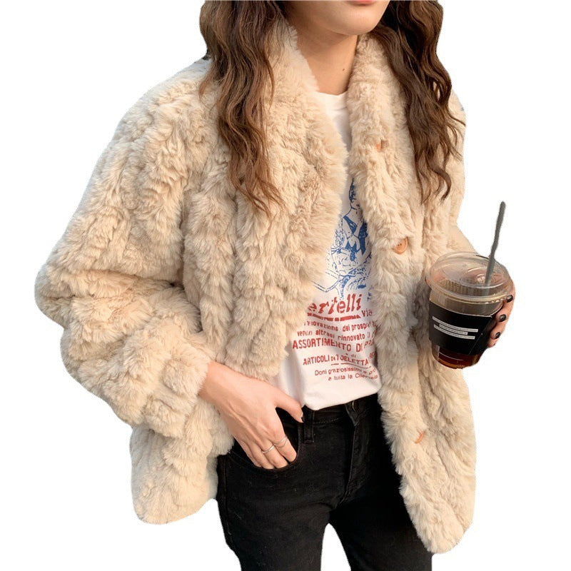 Faux Lamb Fur Coat Slimming Top